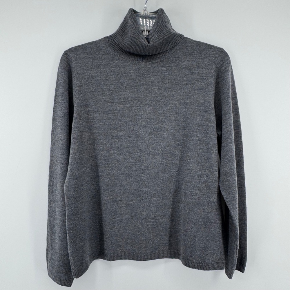 Pendleton Turtleneck Sweater Womens Large Grey 100% Merino Wool Knit